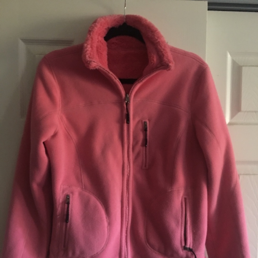 Women’s Pink fleece reversible jacket size small